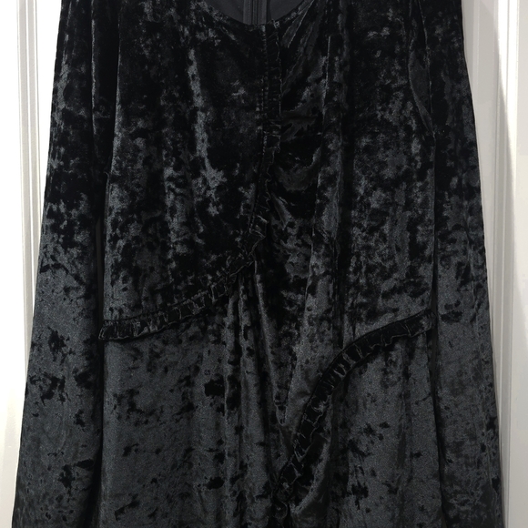 MICHAEL Michael Kors Crushed Black Velvet Bodycon Long Sleeve Dress, Ruffles, XL - Picture 13 of 15